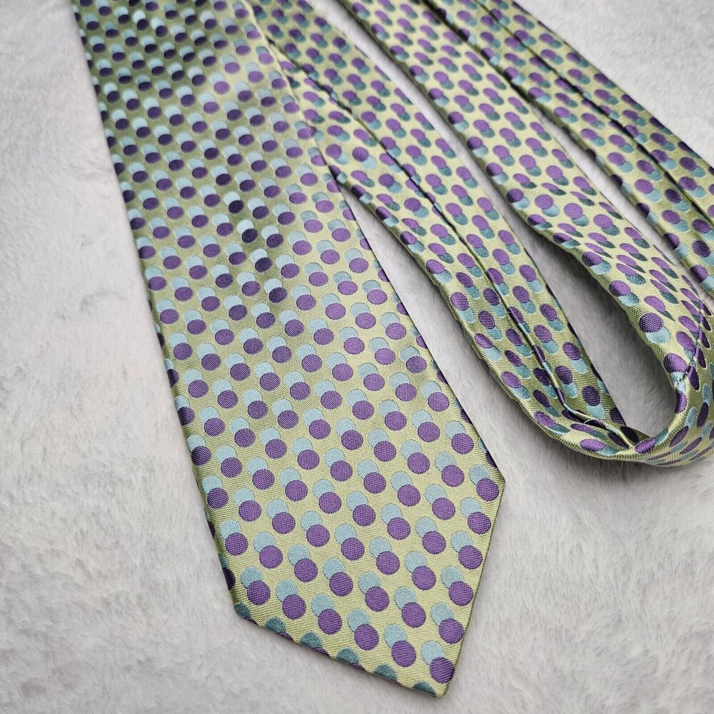 Ted Baker London Silk Ties Lot of 2 Circles Red Green Purple Retro Geometric - Picture 8 of 15